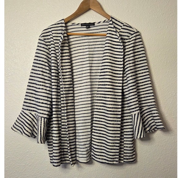 Saks Fifth Avenue Sweaters - Saks Fifth Ave Breton Striped Open Front Cardigan Coastal Chic Lightweight XL